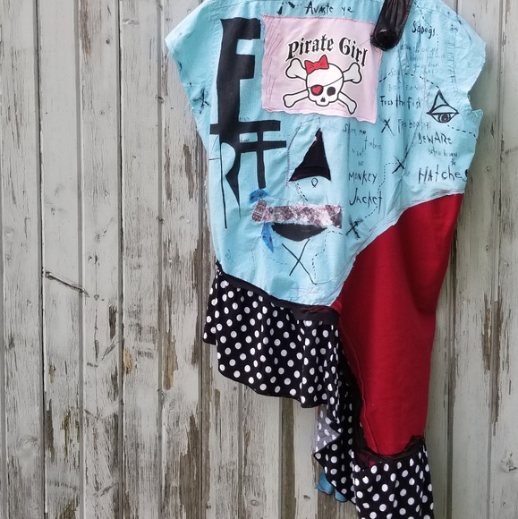 Pirate Girl Shirt Dress Halloween Upcycled - Picture 3 of 8